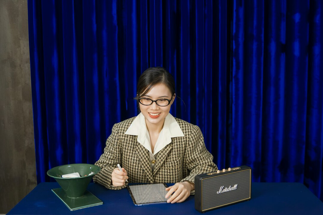 vintage tv presenter on stage